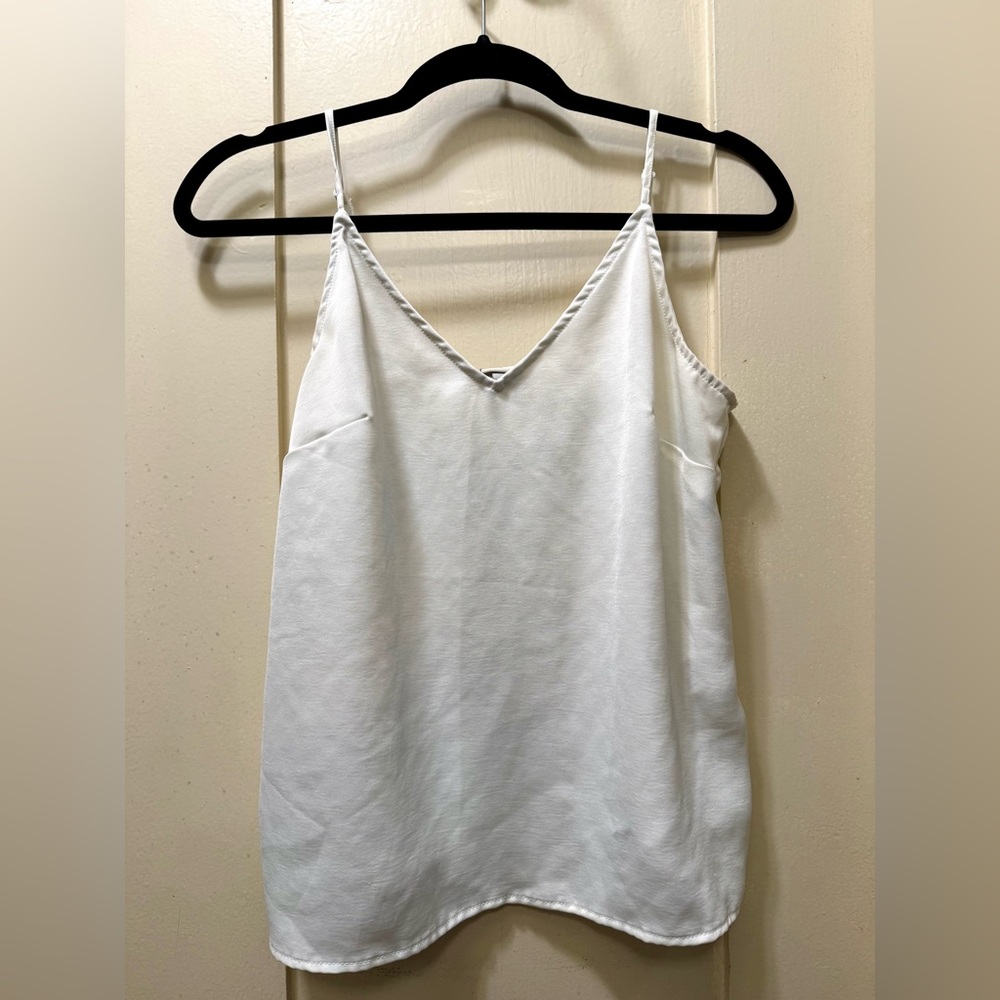 White V-Neck Satin-like Cami